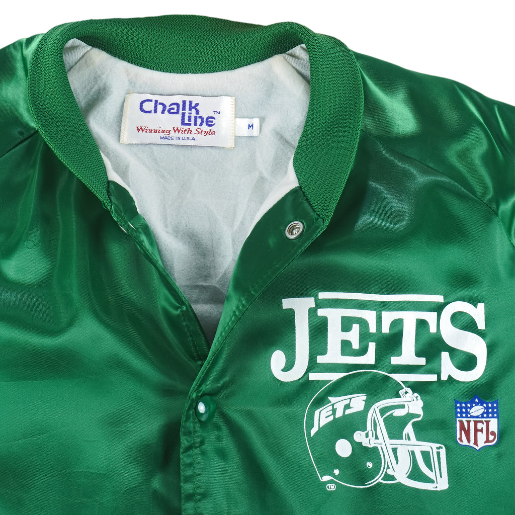 NFL (Chalkline) - New York Jets Button-Up Jacket 1990s Medium Vintage Retro Football