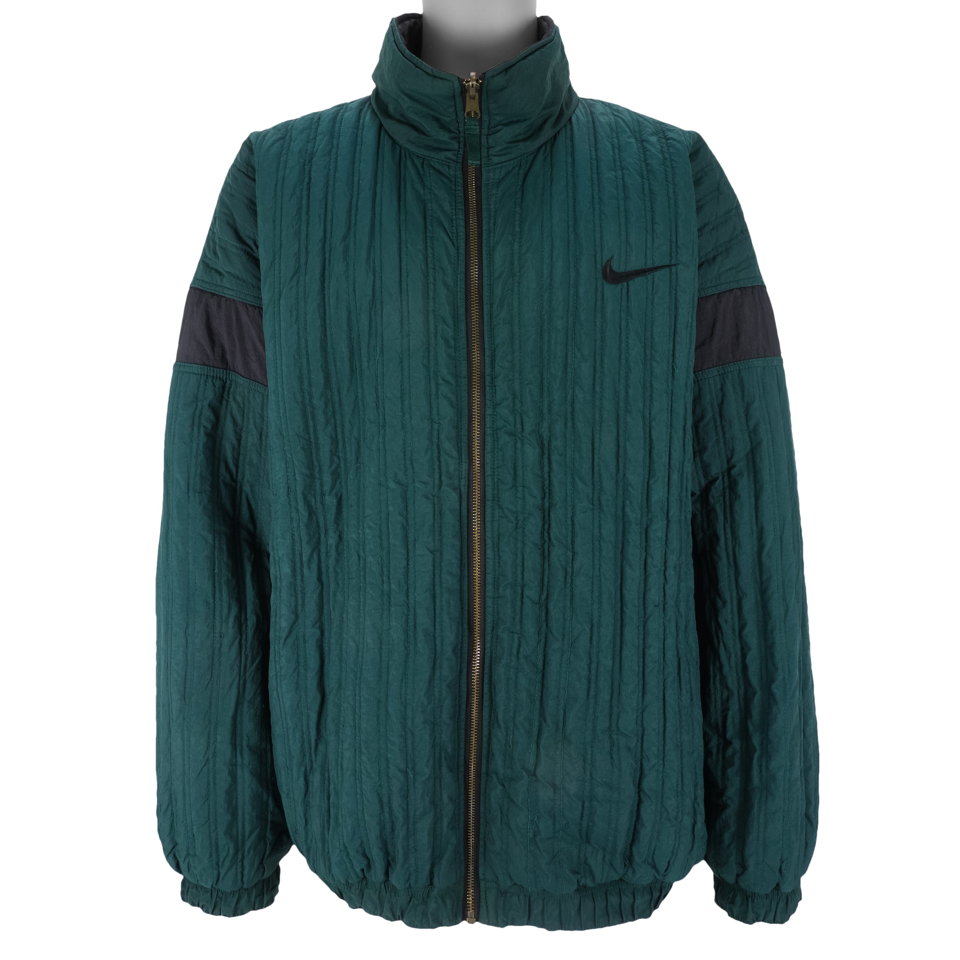 Vintage Nike - Black & Green Big Logo Reversible Jacket 1990s XX 