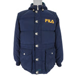 FILA - EST2 Blue Hooded Puffer Jacket 1990s Medium