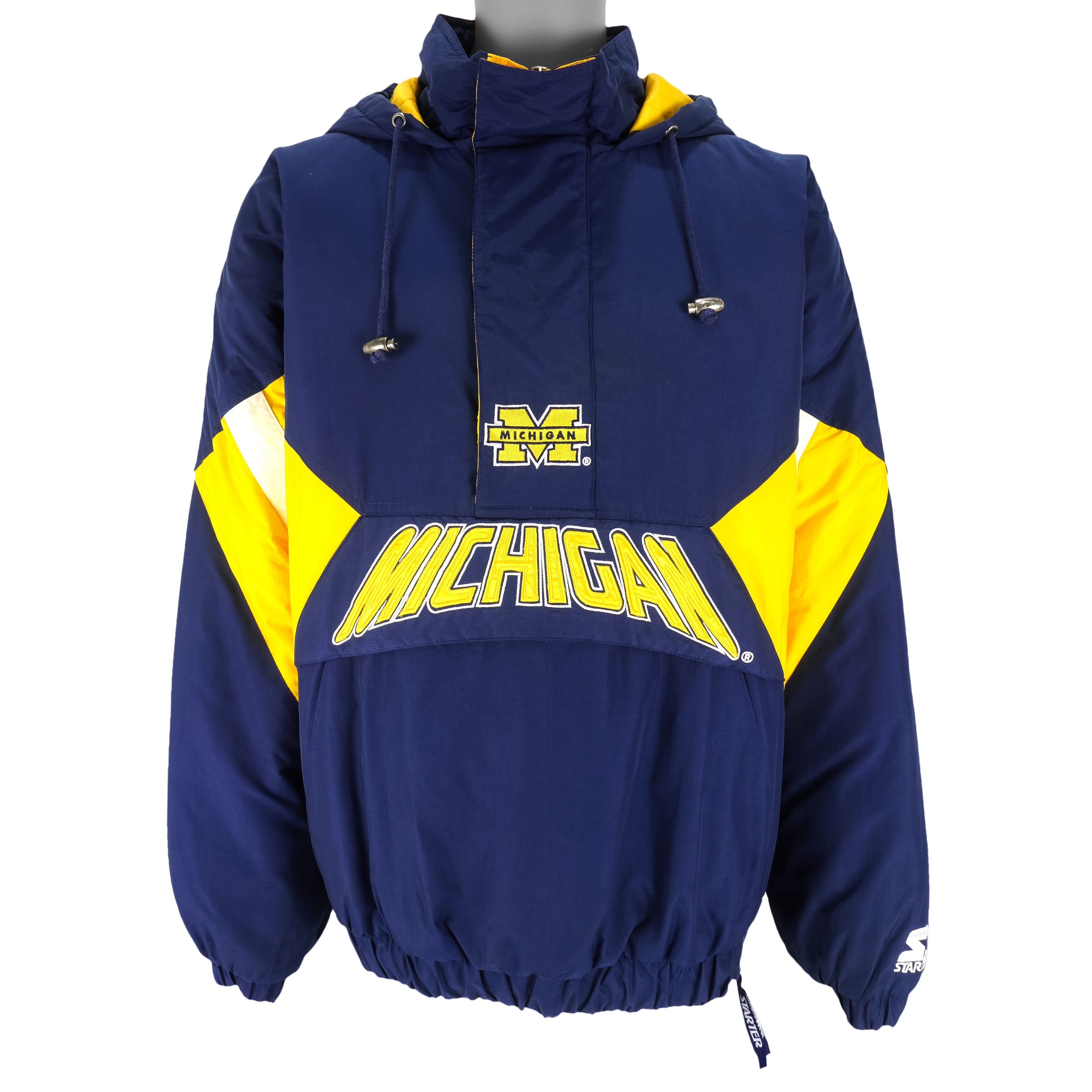 Starter - Michigan State Wolverines Pullover Hooded Jacket 1990s X-Large Vintage Retro Football College