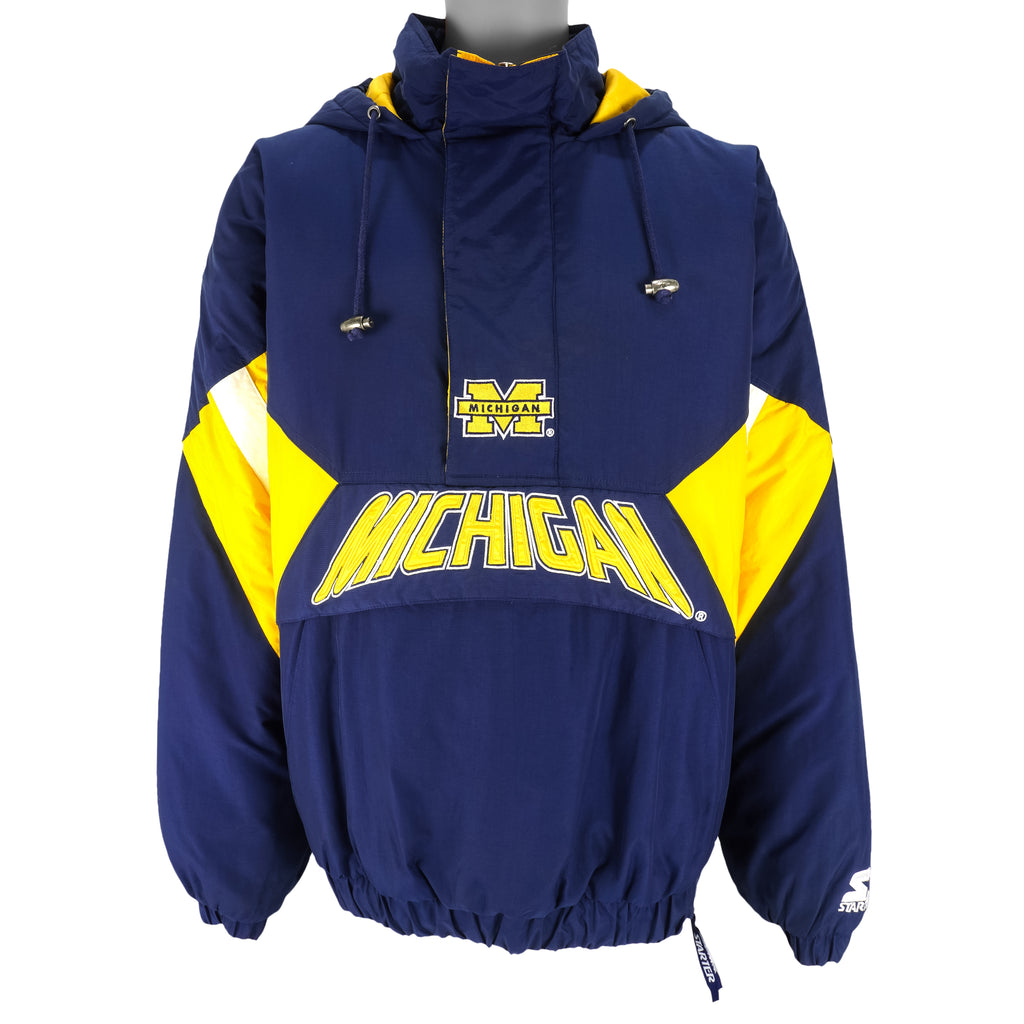 Starter - Michigan State Wolverines Pullover Hooded Jacket 1990s X-Large Vintage Retro Football College