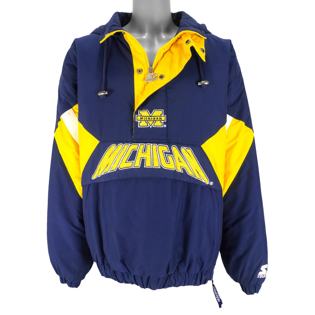 Starter - Michigan State Wolverines Pullover Hooded Jacket 1990s X-Large Vintage Retro Football College