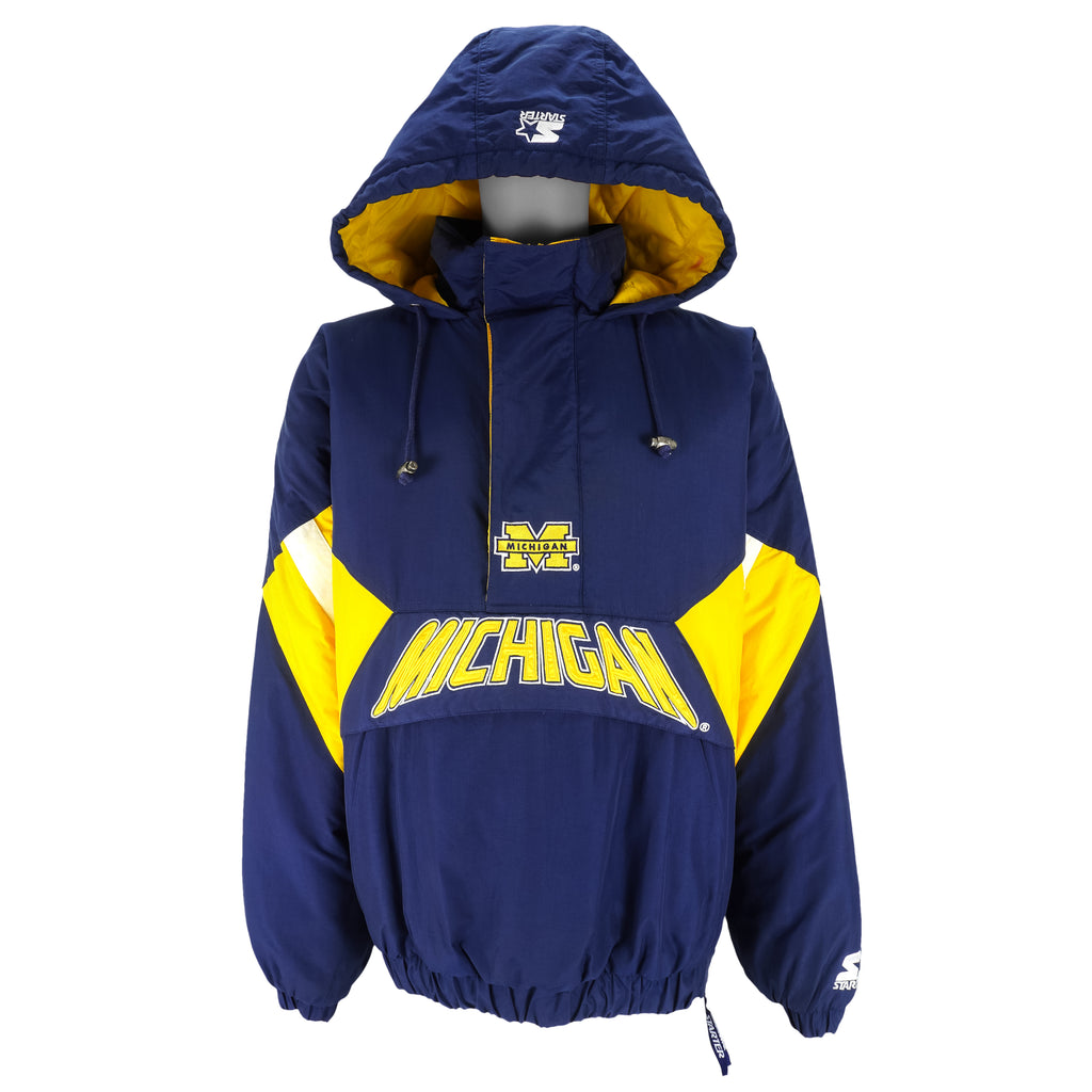 Starter - Michigan State Wolverines Pullover Hooded Jacket 1990s X-Large Vintage Retro Football College
