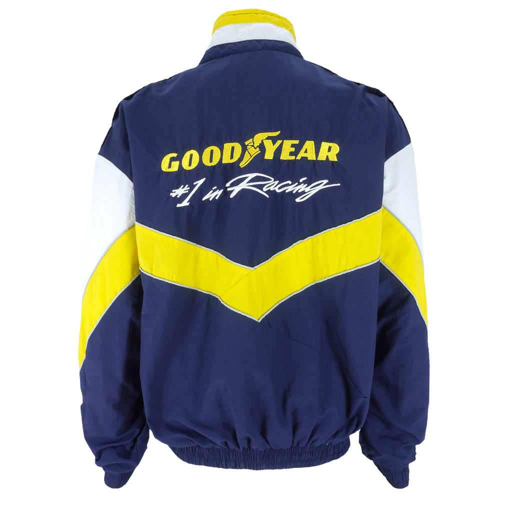 Vintage (Goodyear) - Blue Zip & Button-Up Racing Windbreaker 1990s X-Large Vintage Retro