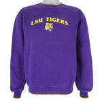 NCAA (Red Oak) - LSU Tigers Embroidered Crew Neck Sweatshirt 1990s Medium