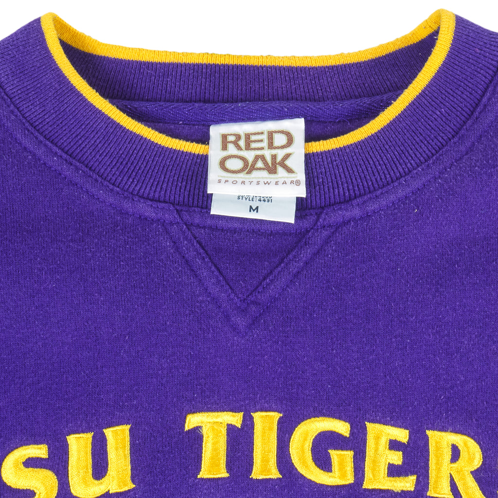 NCAA (Red Oak) - LSU Tigers Embroidered Crew Neck Sweatshirt 1990s Medium Vintage Retro Football College
