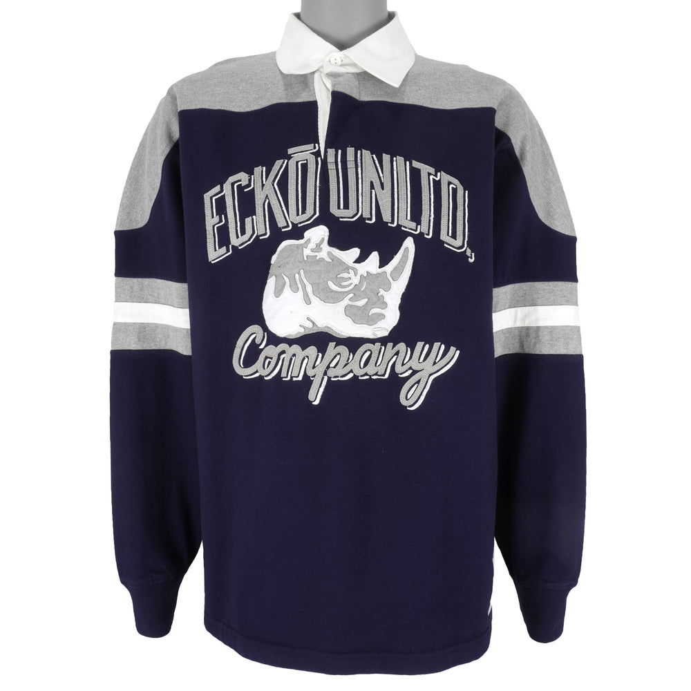 Vintage (Ecko Unltd) - 1/4 Button Big Logo Sweatshirt 1990s X-Large Vintage Retro