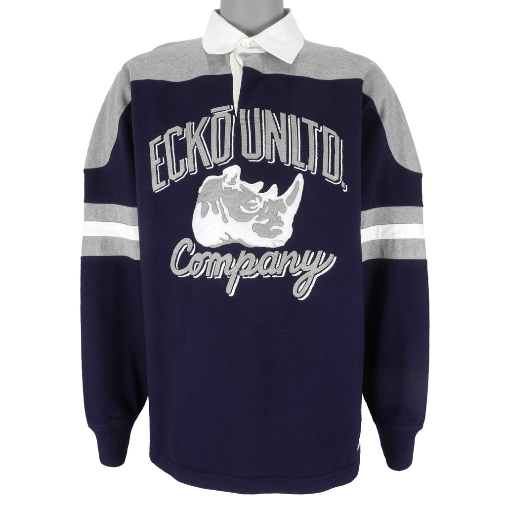 Vintage (Ecko Unltd) - 1/4 Button Big Logo Sweatshirt 1990s X-Large Vintage Retro