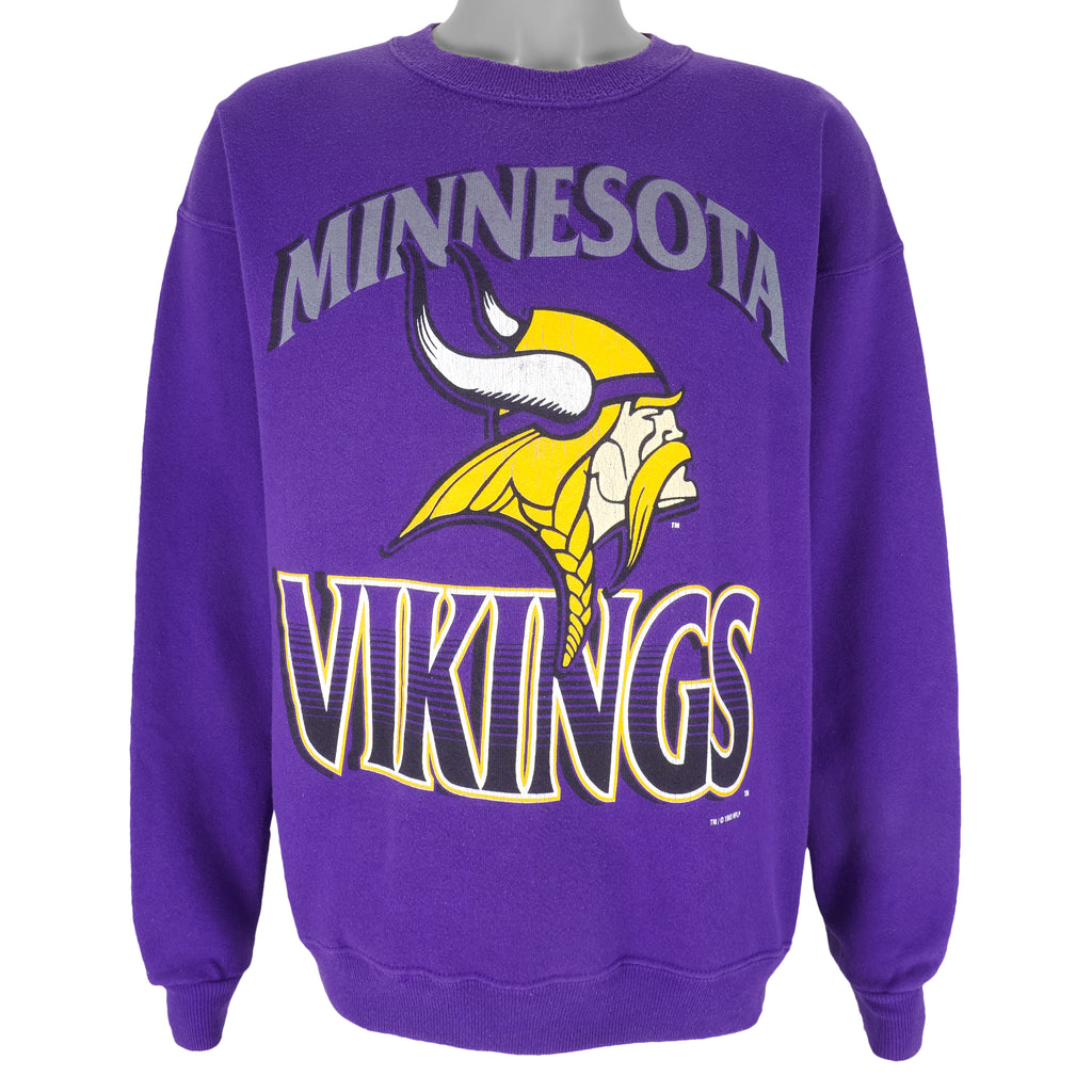 NFL (Jostens) - Purple Minnesota Vikings Crew Neck Sweatshirt 1993 Large Vintage Retro Football