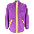 Adidas - Purple Zip-Up Fleece Sweatshirt 1990s Large Vintage Retro