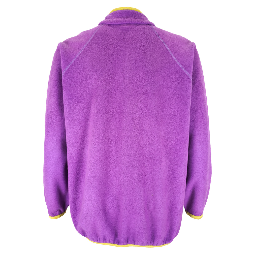 Adidas - Purple Zip-Up Fleece Sweatshirt 1990s Large Vintage Retro