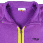 Adidas - Purple Zip-Up Fleece Sweatshirt 1990s Large Vintage Retro