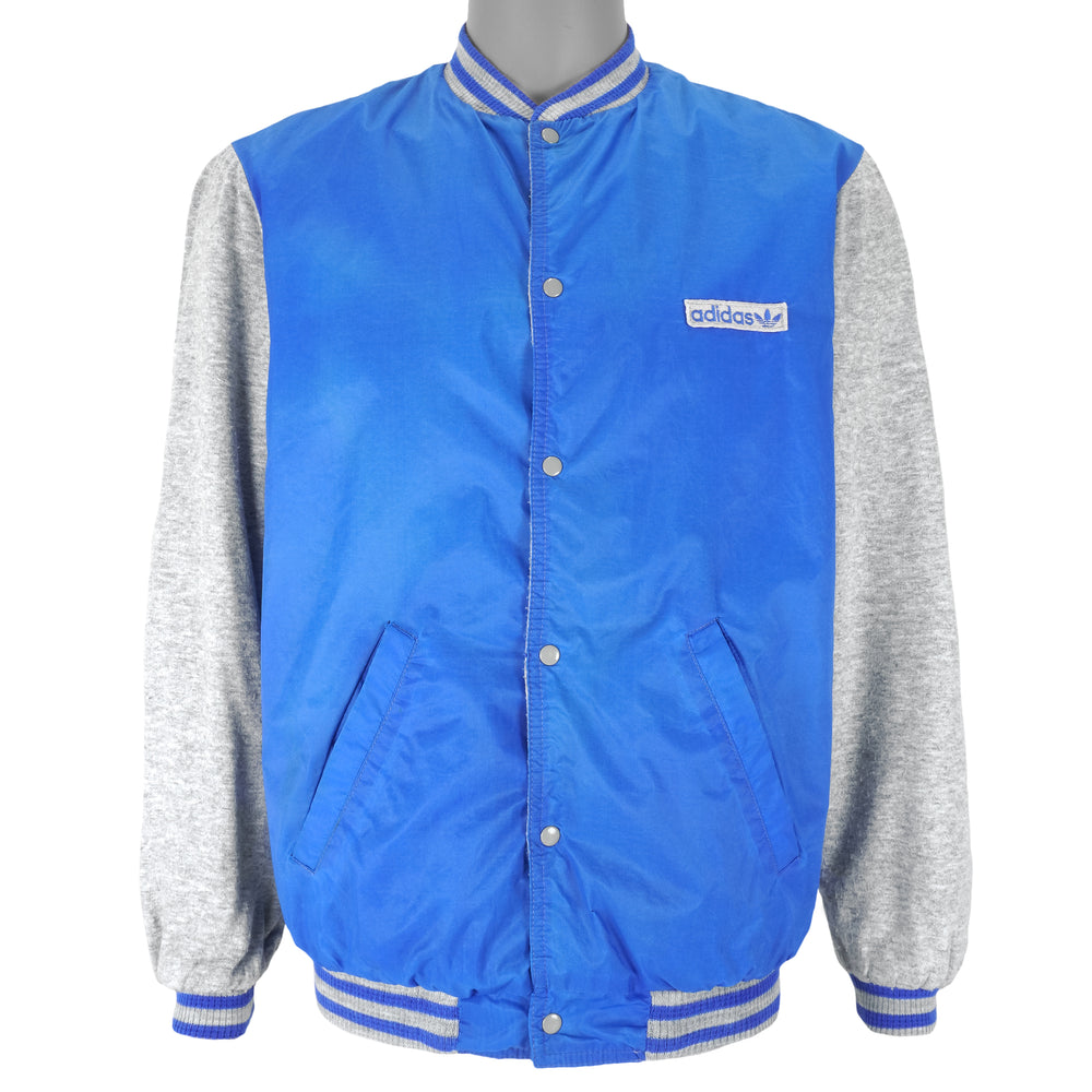 Adidas - Blue & Grey Reversible Baseball Jacket 1990s Large Vintage Retro