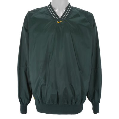 Nike - Green Embroidered V-Neck Windbreaker 1990s Large