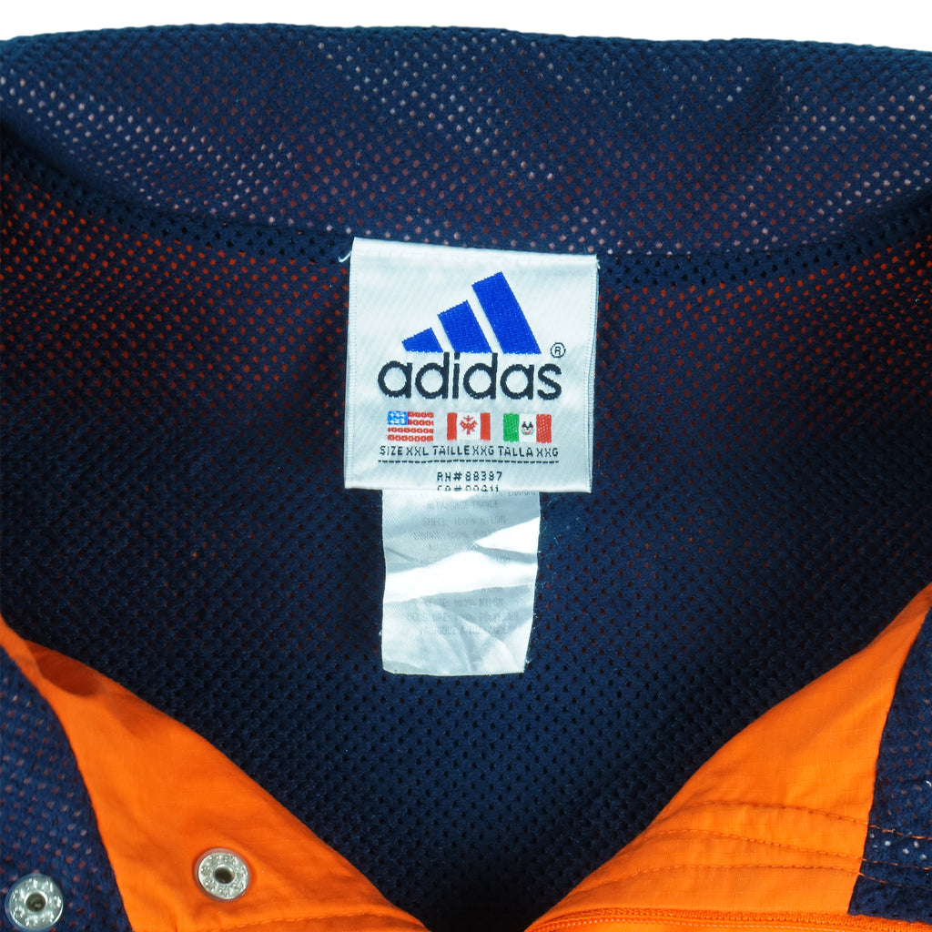 Adidas - Blue & Orange 1/4 Zip Pullover Windbreaker 1990s XX-Large Vintage Retro