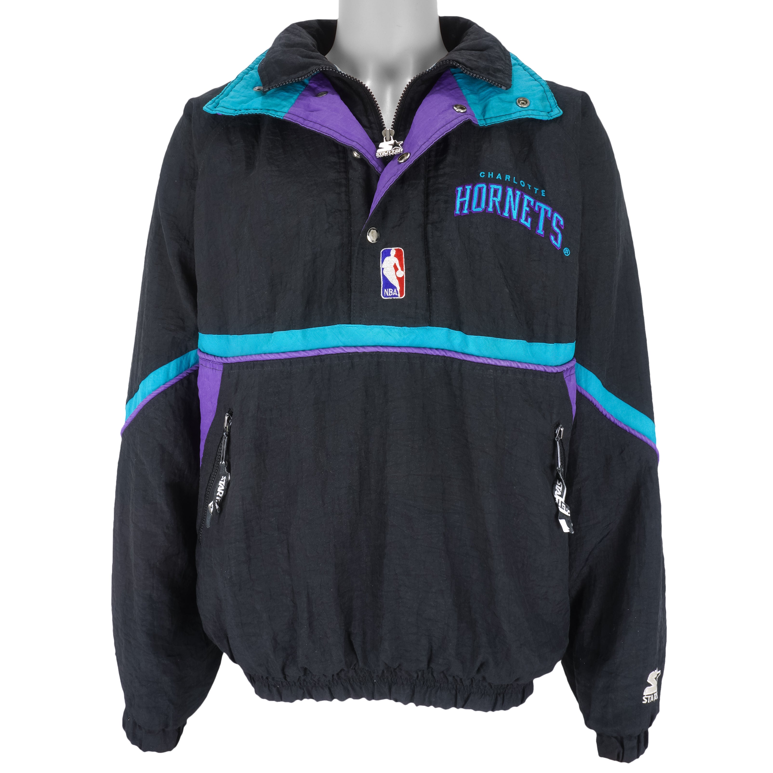 Starter - Charlotte Hornets 1/2 Zip Jacket 1990s Medium Vintage Retro Basketball
