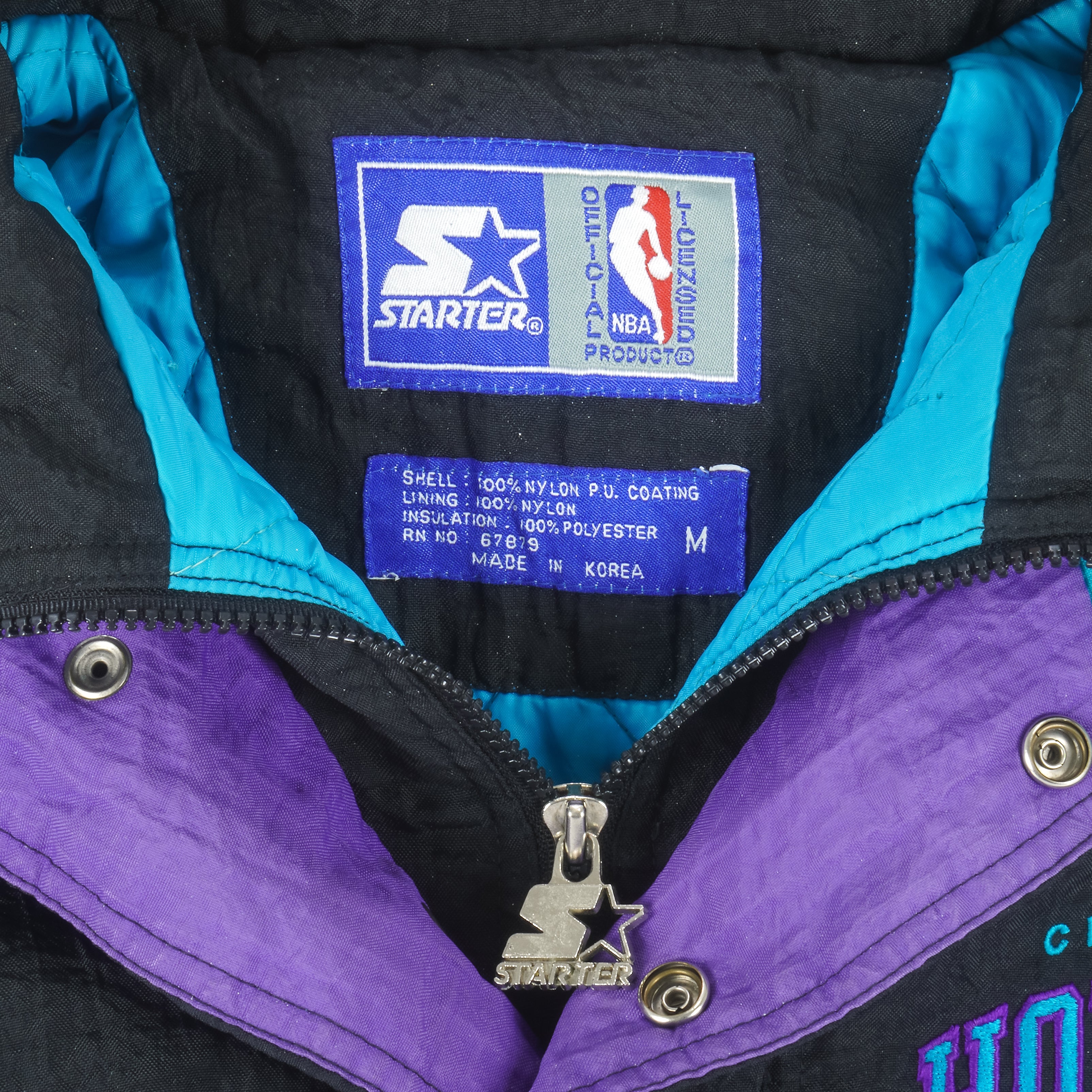 Starter - Charlotte Hornets 1/2 Zip Jacket 1990s Medium Vintage Retro Basketball