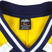 FUBU - Blue & Yellow Spell-Out V-neck Sweatshirt 1990s Large Vintage Retro