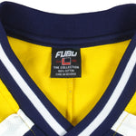 FUBU - Blue & Yellow Spell-Out V-neck Sweatshirt 1990s Large Vintage Retro