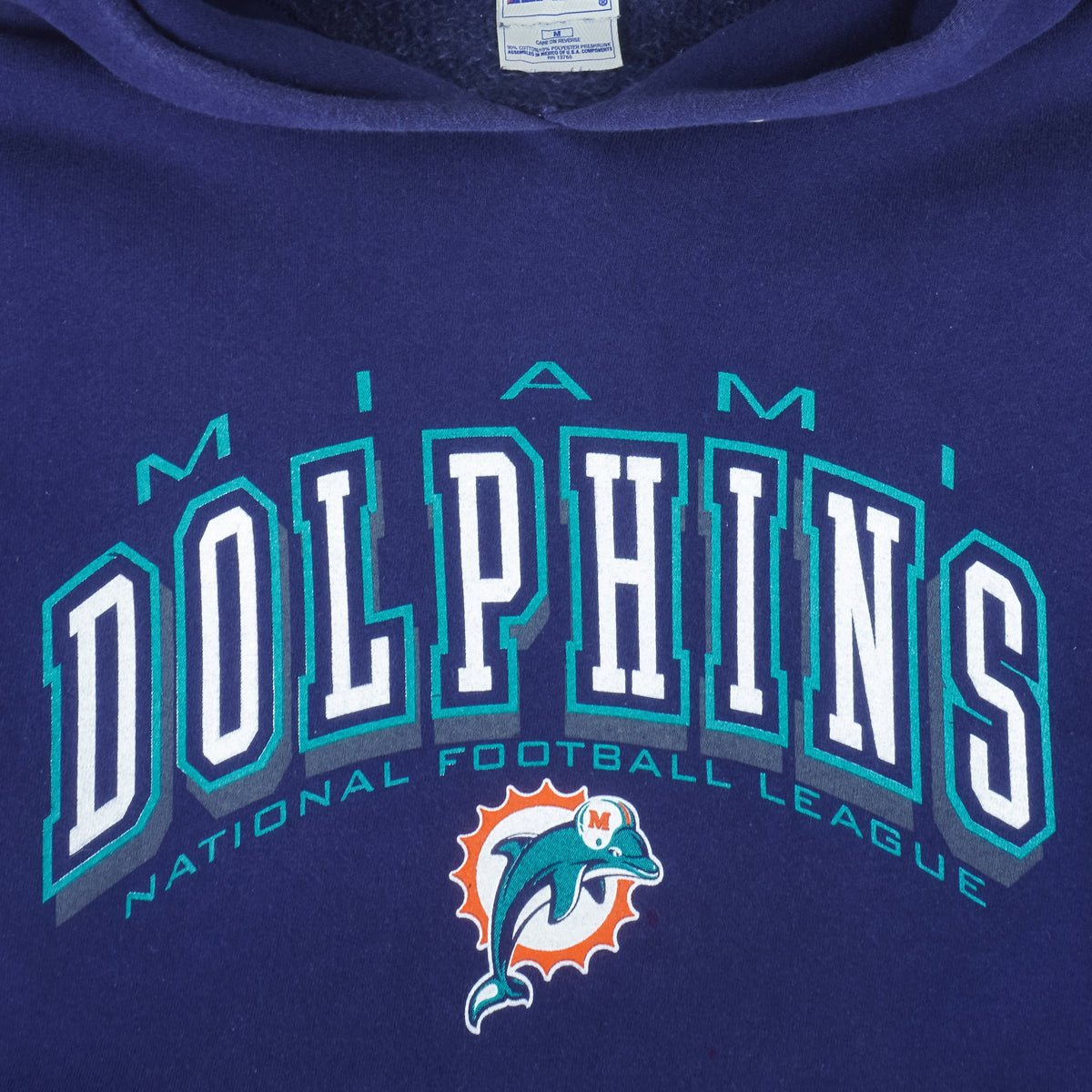 NFL (Pro Player) - Miami Dolphins Hooded Sweatshirt 1990s Medium Vintage Retro Football