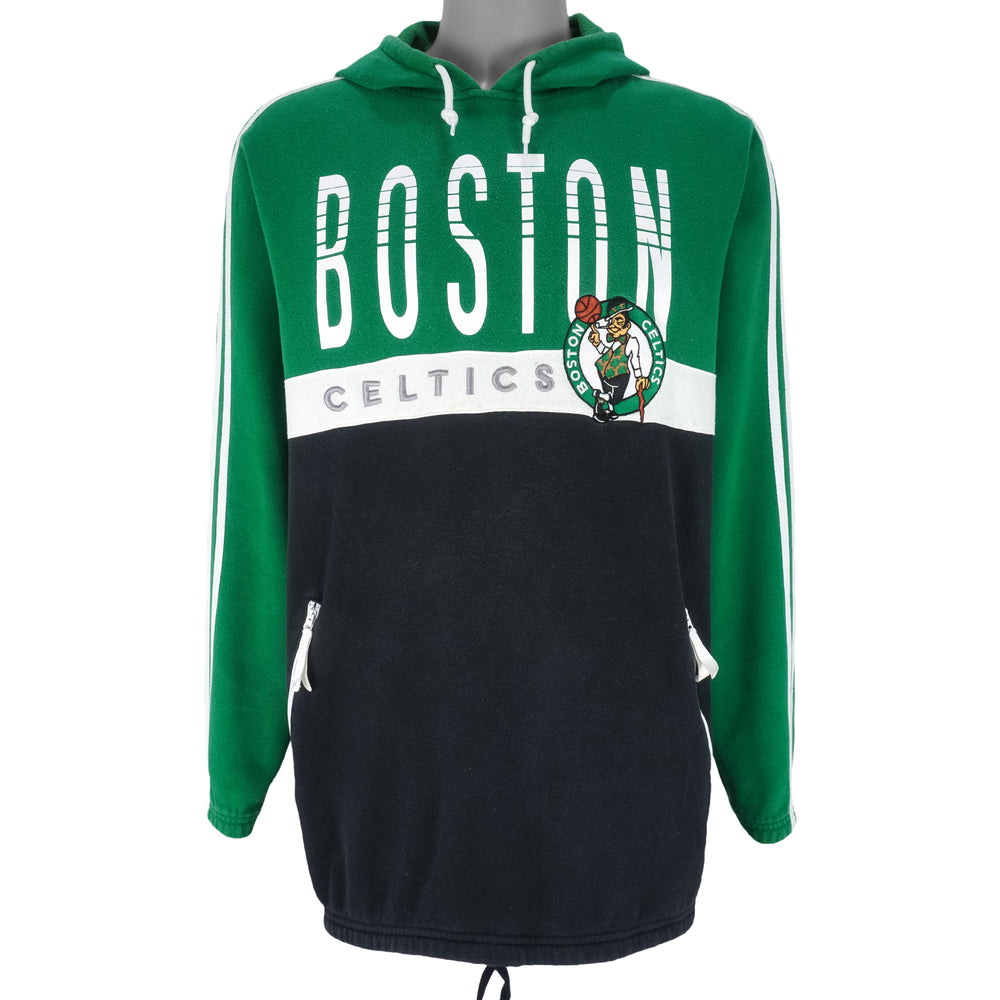 Adidas - Boston Celtics Spell-Out Hooded Sweatshirt 1990s Large Vintage Retro Basketball