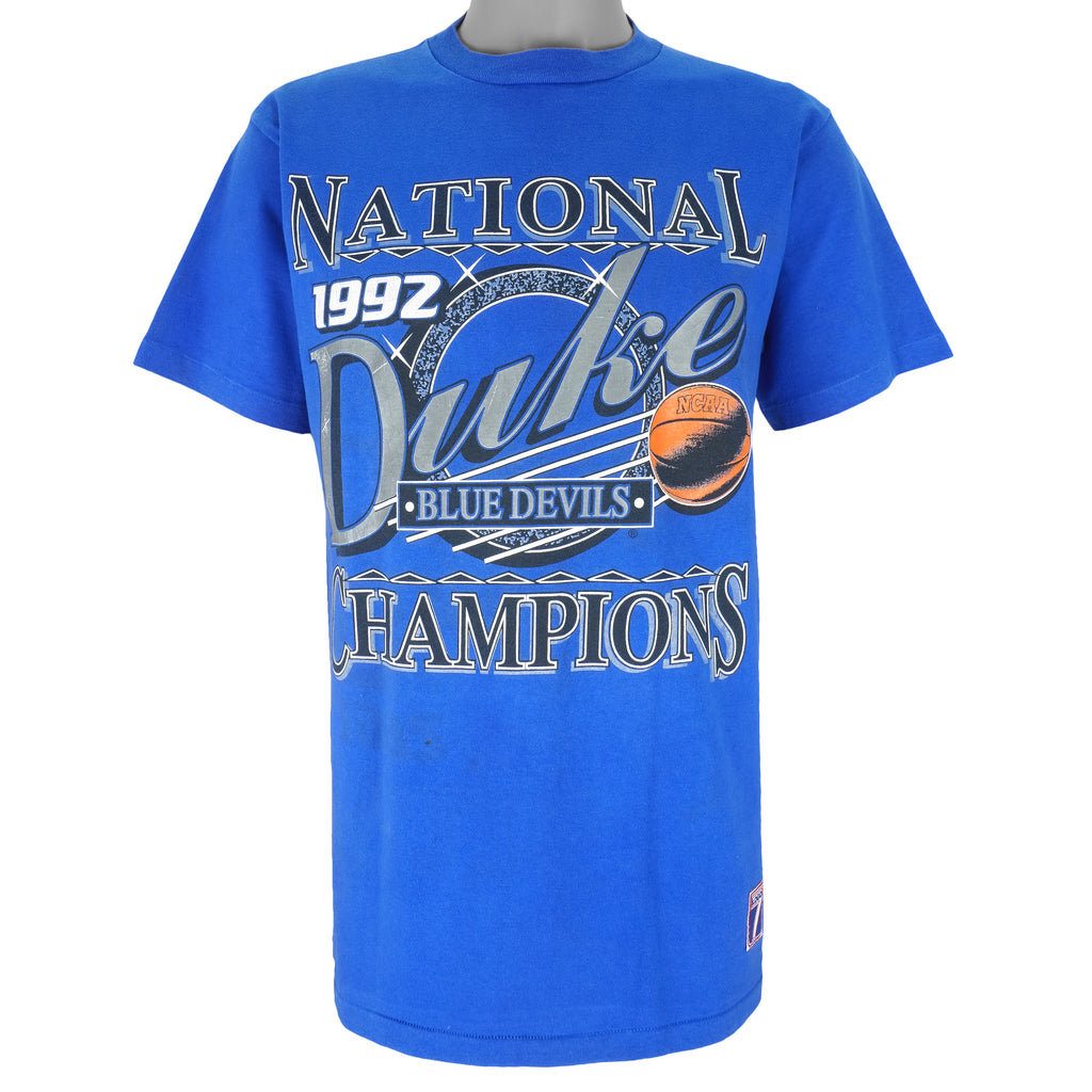 NCAA (Logo 7) - Duke University Blue Devils, National Champions T-Shirt 1992 Large Vintage Retro Basketball College