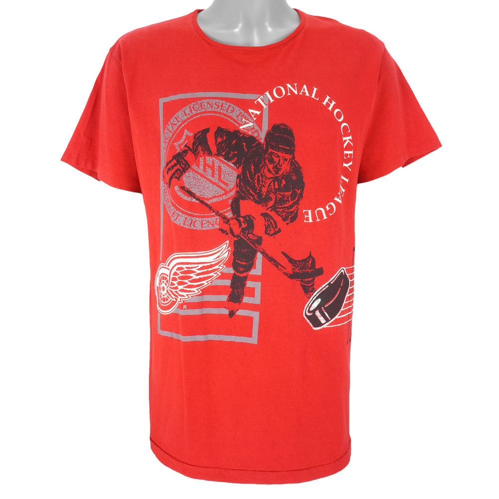 NHL (Competitor) - Detroit Red Wings T-Shirt 1990s Large Vintage Retro Hockey