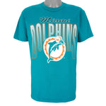 NFL (Team Rated) - Miami Dolphins Spell-Out T-Shirt 1990s Large Vintage Retro Football