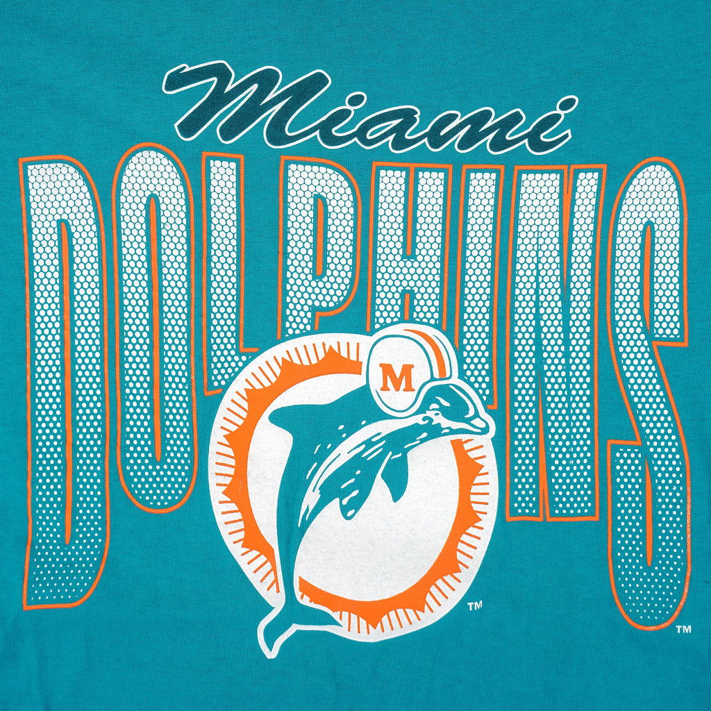 NFL (Team Rated) - Miami Dolphins Spell-Out T-Shirt 1990s Large Vintage Retro Football