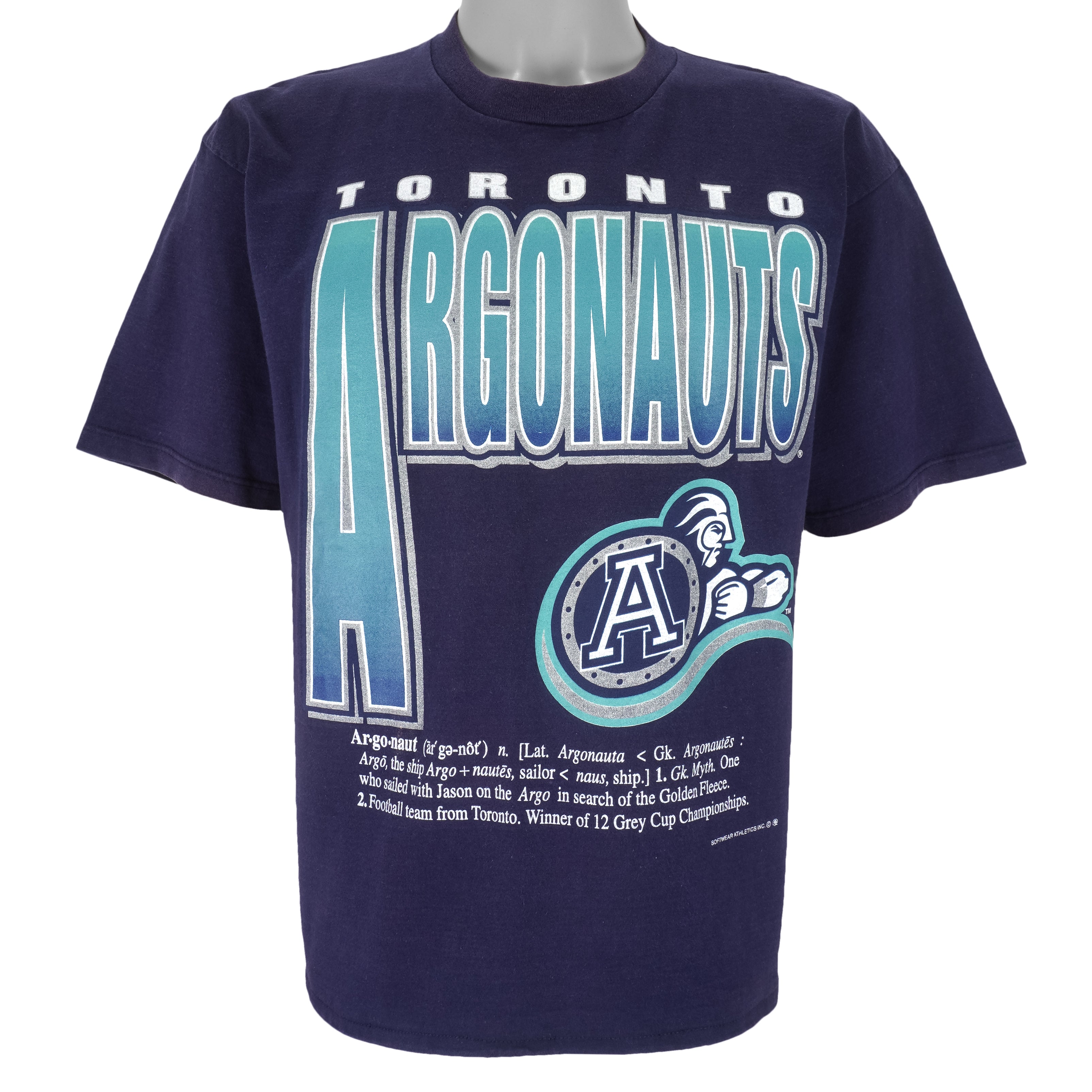 CFL (Pro Look) - Toronto Argonauts Spell-Out T-Shirt 1990s X-Large Vintage Retro Football