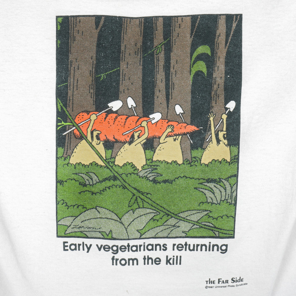 Vintage (The Far Side) - Early Vegetarians Retuning From The Kill Deadstock T-Shirt 1987 Large Vintage Retro