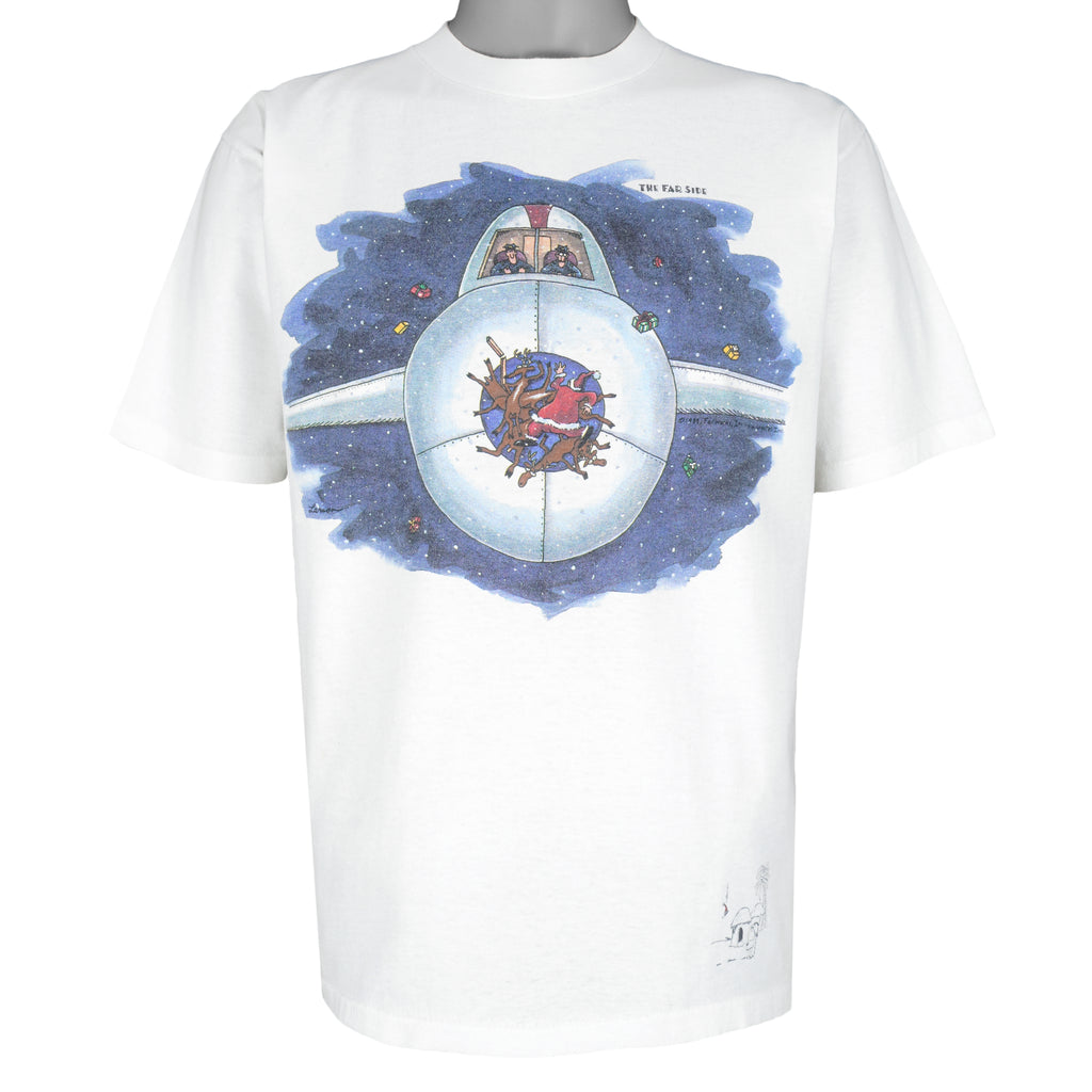 Vintage - The Far Side Airplane And Santa Clause T-Shirt 1989 Large Vintage Retro