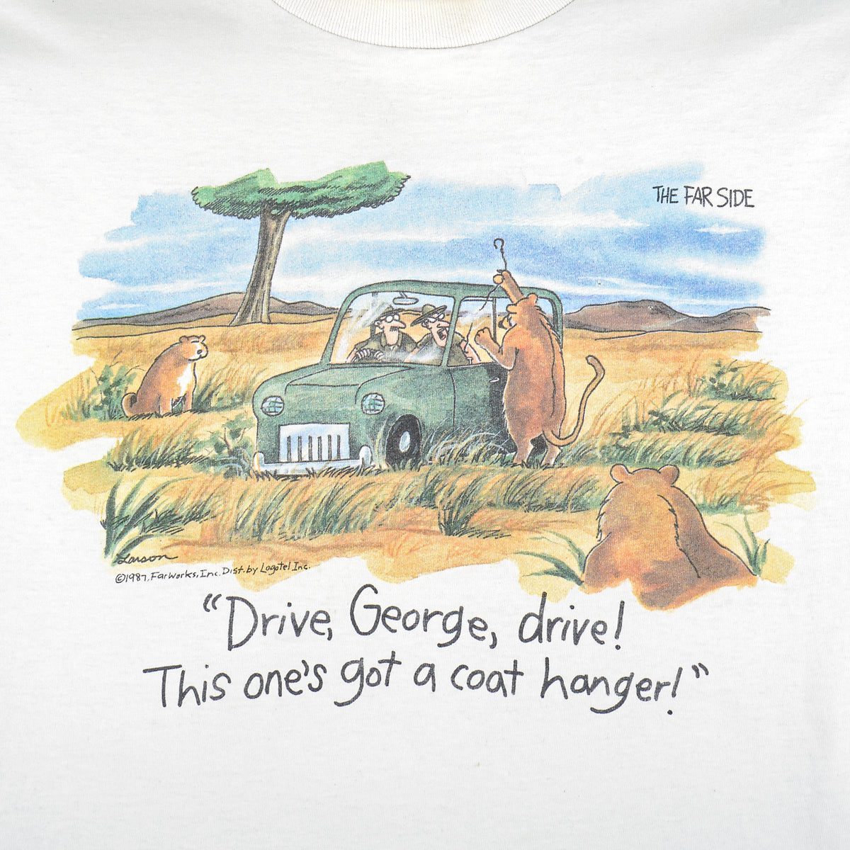 Vintage (The Far Side) - Drive George T-Shirt 1987 Large Vintage Retro