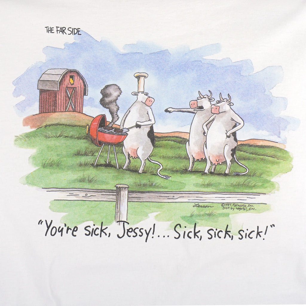 Vintage (The Far Side) - Youre Sick, Jessy! Sick! Sick! Sick! T-Shirt 1981 X-Large Vintage Retro