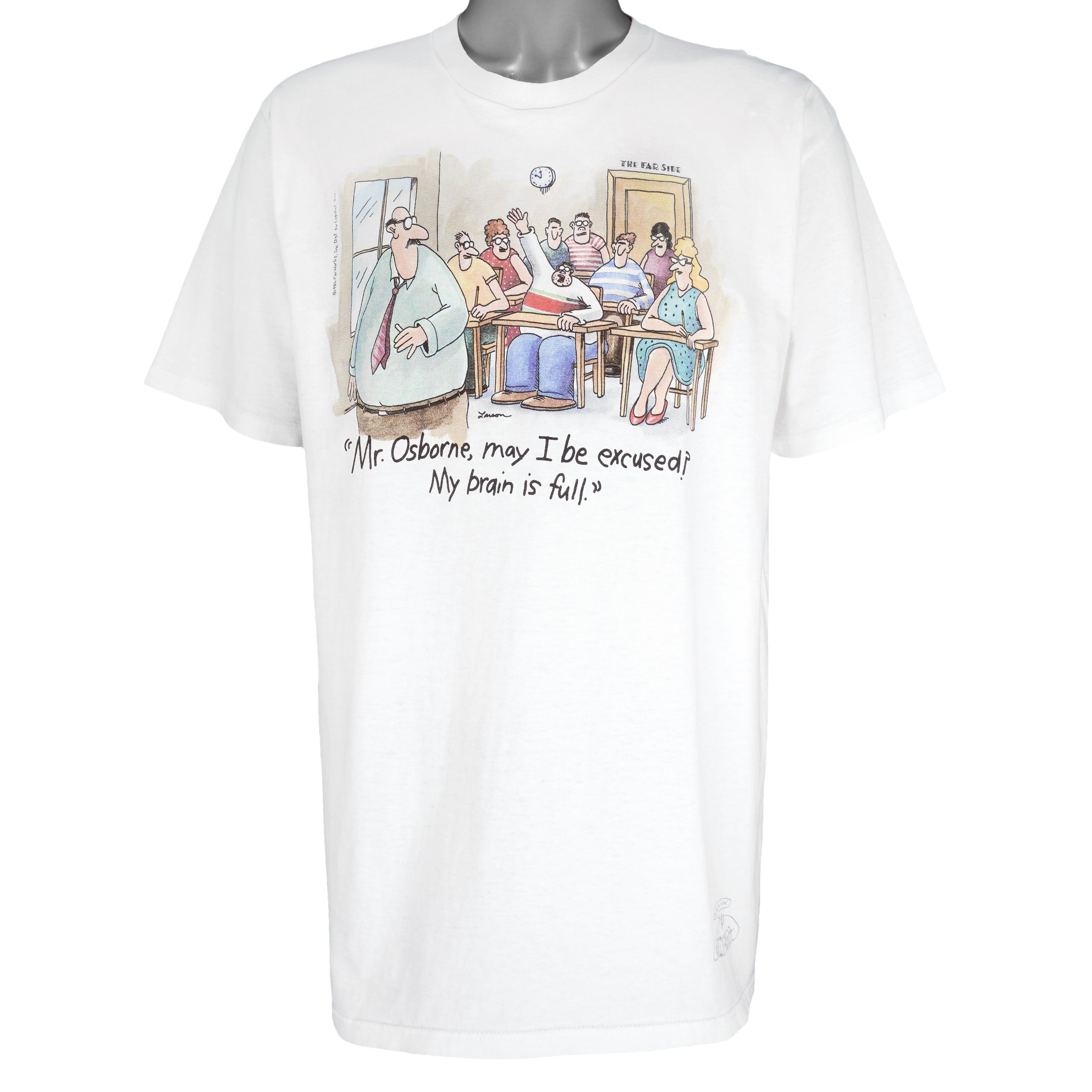 Vintage (The Far Side) - My Brain Is Full T-Shirt 1986 X-Large Vintage Retro