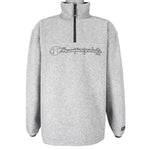 Champion - Grey 1/4 Zip Fleece Sweatshirt 1990s Large