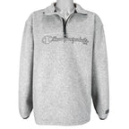 Champion - Grey 1/4Zip Fleece Sweatshirt 1990s Large vintage retro