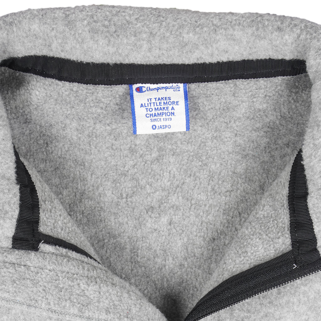 Champion - Grey 1/4Zip Fleece Sweatshirt 1990s Large Vintage Retro