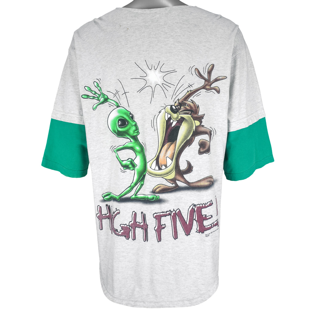 Looney Tunes - Taz X Alien High Five Baseball Jersey 1997 X-Large Vintage Retro