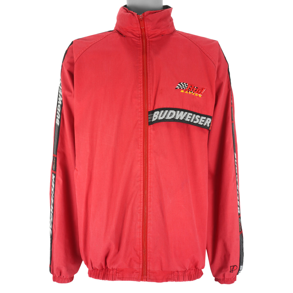 NASCAR (Pro Player) - Red Budweiser Racing Zip-Up Jacket 1990s X-Large Vintage Retro
