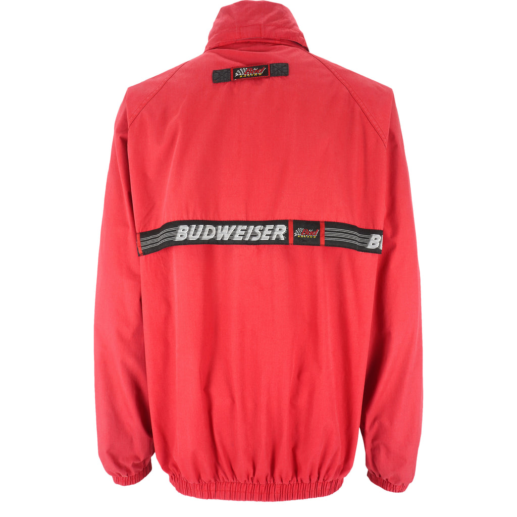 NASCAR (Pro Player) - Red Budweiser Racing Zip-Up Jacket 1990s X-Large Vintage Retro