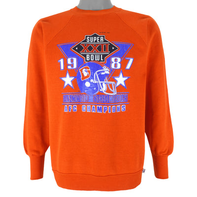 NFL (Logo 7) - Denver Broncos AFC Champions Crew Neck Sweatshirt 1987 Large