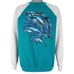 Vintage - Dolphins Animal Print Crew Neck Sweatshirt 1988 X-Large