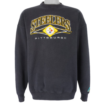 NFL (Logo Athletic) - Pittsburgh Steelers Embroidered Crew Neck Sweatshirt 1990s Large