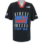 Puma - Black Soccer Cup 95 T-Shirt 1995 Large Vintage Retro Football