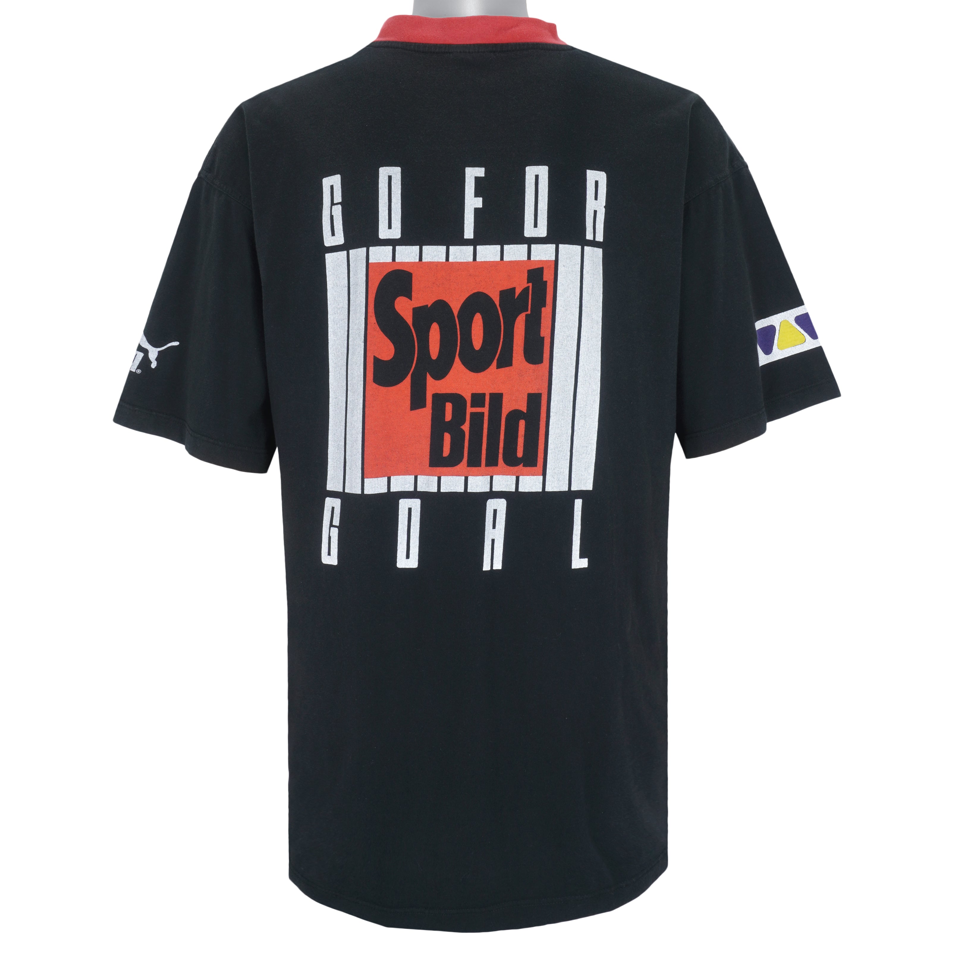 Puma - Black Soccer Cup 95 T-Shirt 1995 Large Vintage Retro Football
