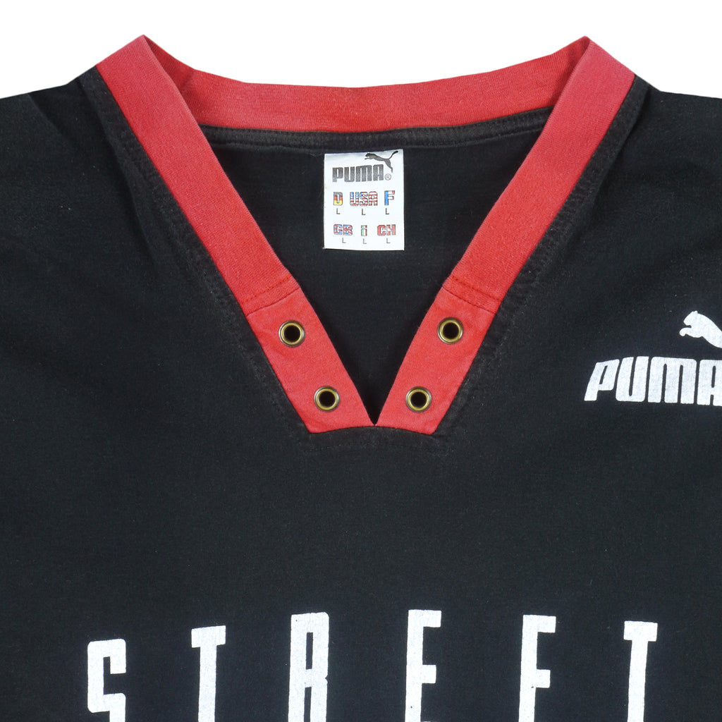Puma - Black Soccer Cup 95 T-Shirt 1995 Large Vintage Retro Football