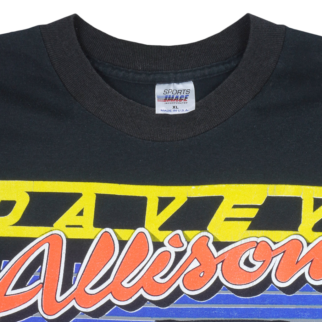 NASCAR - Black Davey Allison #28 T-Shirt 1990s X-Large Vintage Retro