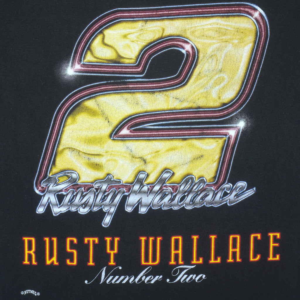 NASCAR (Nutmeg) - Rusty Wallace #2 T-Shirt 1990s Large Vintage Retro