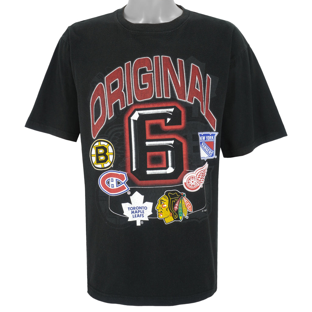 NHL - The Original 6 Hockey Team T-Shirt 1990s Large Vintage Retro Hockey